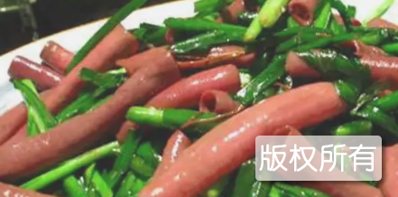 韭黄炒海肠子